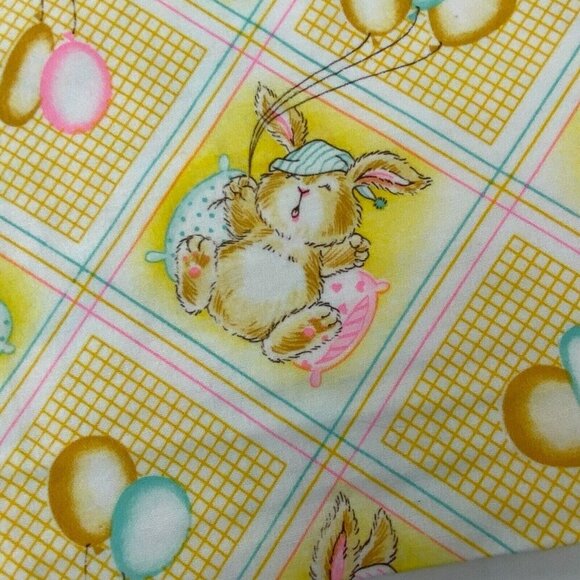 Dundee Receiving Swaddle Blanket Sleeping Bunny Rabbits Yellow 29" x 40" - Picture 3 of 8